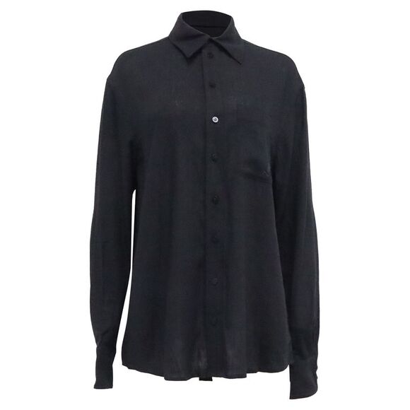 Zimmerman Logo Button Down Shirt in Black Viscose